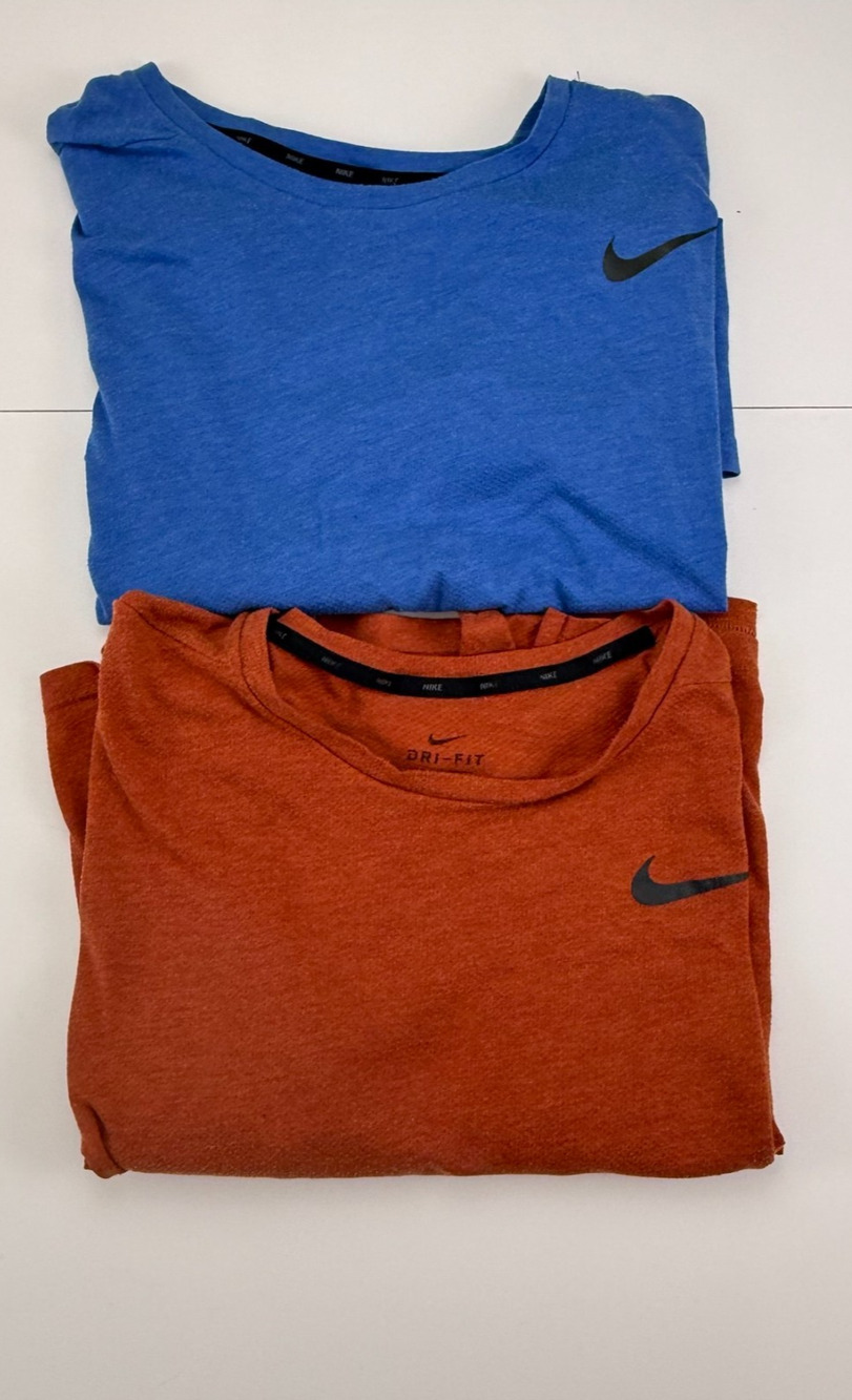 Lot 2 Nike Breathe Hyper Dry Dri-FIT Shirts Mens 2XL Blue Orange AJ8002